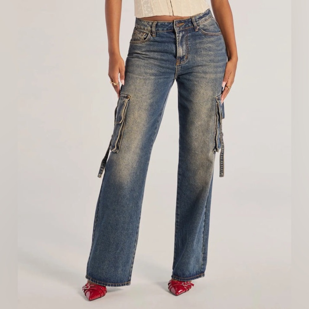 Women's Blue Cargo Jeans